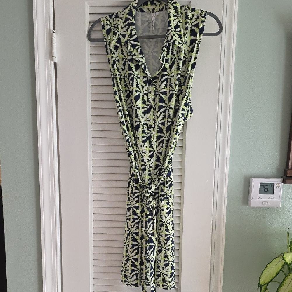 Lulu-B Black and Green Patterned Midi Dress